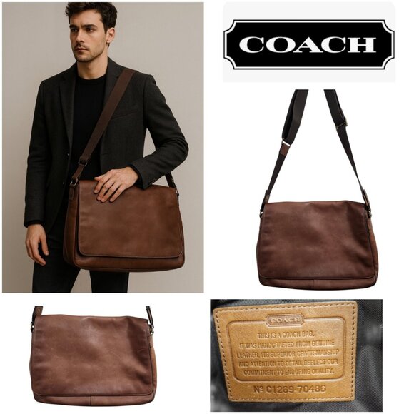 Coach Shoulder Bag 70486 Bleecker Courier Soft Port Leather Cowhide Flap Type - Picture 1 of 16